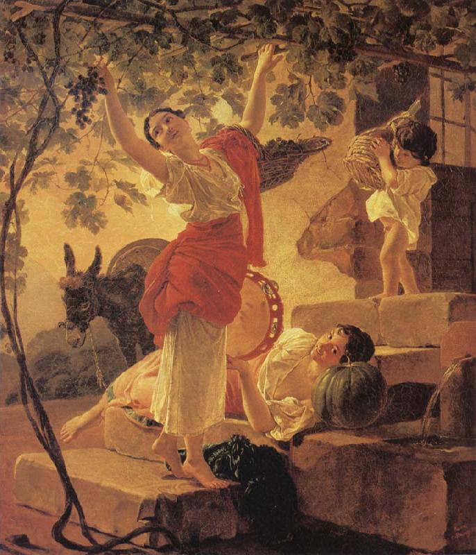 Karl Briullov Young Girl Gathering Grapes in the Neighbourhood of Naples oil painting image
